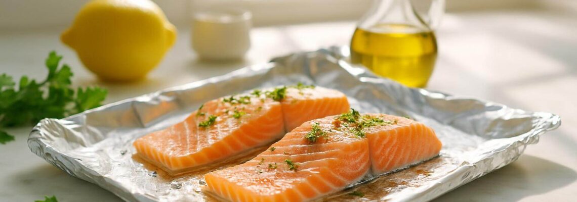 Lašiša ant folijos